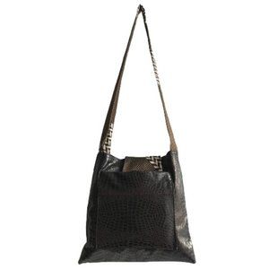 Handcrafted Brown White Croc Embossed Tie Bag